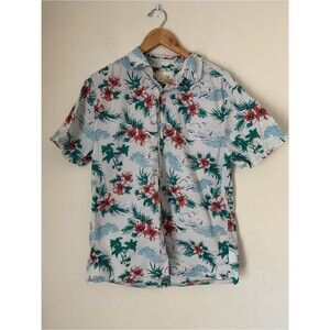Bixby Men’s Hawaiian Floral Short-Sleeve Camp Shirt Tropical Print Slim Resort L